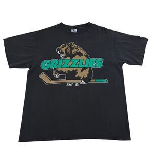 Vintage Denver Grizzlies 80s NHL Colorado Hockey 2 Side Starter Shirt Size Large